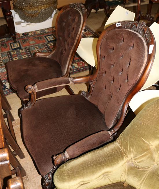Victorian buttonback pair of chairs